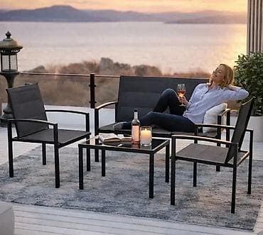 ograda za igru: Baštenski lounge set – 4 dela (2 fotelje + dvosjed + sto) Moderan — 2