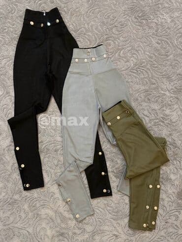 crne karirane pantalone: New,,High waist’’leggings Velicine:S M L XL Boje:Siva Zelena i Crna — 2