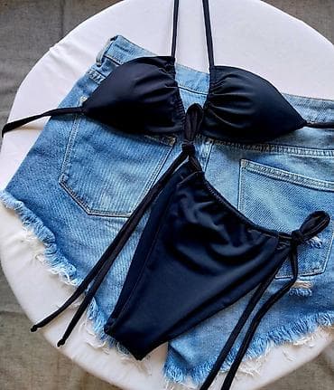 roberto cavalli deca: Crni bikini set – trodelni - Gornji deo: klasičan trouglasti bikini — 6