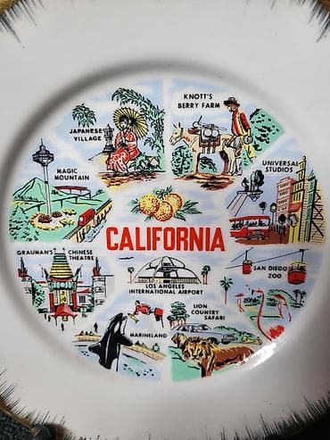 testik za vodu: Tanjir vintaz za na zid porcelanski Kalifornija. Tanjir perfektan sa — 2