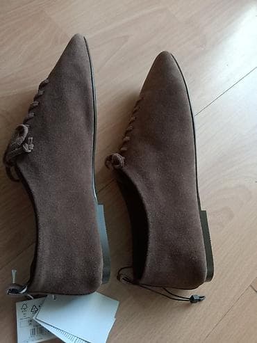 leopard print cipele: Ženske cipele RESERVED – braon antilop - Model: ravne vezane cipele — 5