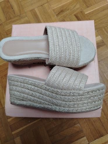 Ženske platforme/klompe na đon od jute - Model: letnje papuče sa