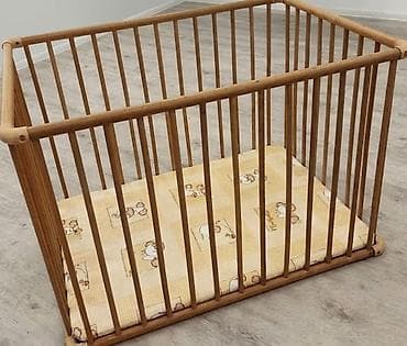 polovne decije sobe: Drvena ogradica za bebe - Materijal: masivno drvo sa okruglim — 1