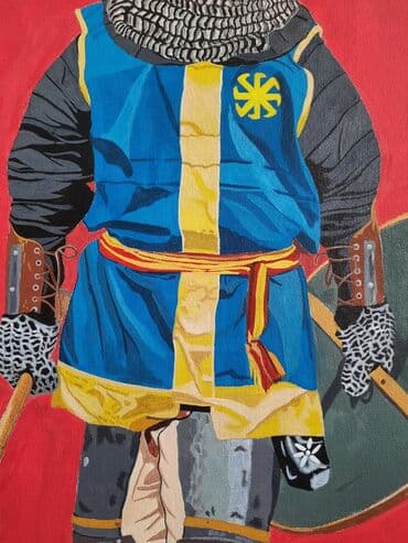 andrija i andjelka sve epizode: Slovenski vitez Radjeno na platnu 40×50cm Kombinacija akrila i — 6