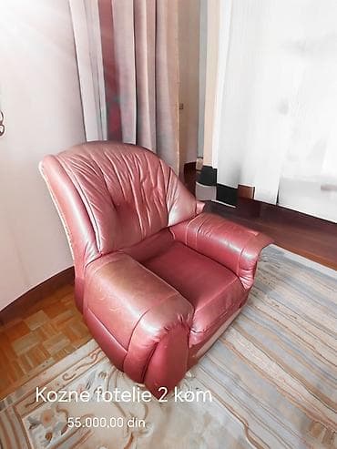 namestaj sa greskom: Set nameštaja – kožna garnitura i retro krevet - Kožne fotelje, 2 — 1