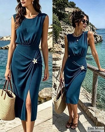 bunda s: Elegantna midi letnja haljina Emi Moda – Made in Italy - Kroj: bez — 10