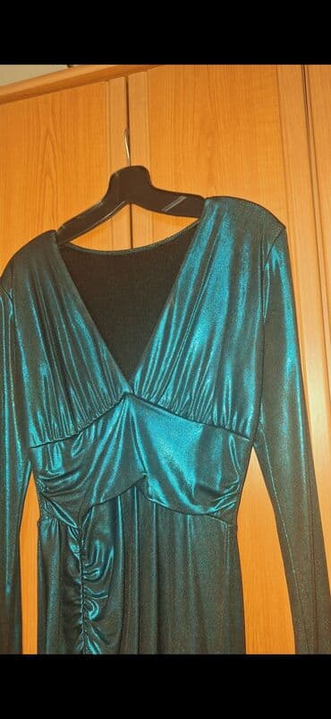 Accessories: Haljina smaragdno zelena NOVA iz Italije na V izraz, dugih rukava sa — 5