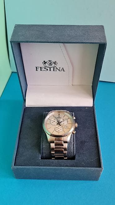 Ručni satovi: Festina muški hronograf sat – čelična narukvica, krem brojčanik - — 2