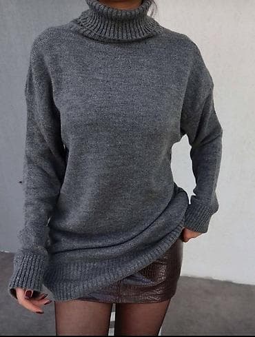 Men's Clothing: Ženski pleteni džemper sa rol-kragnom - Boja: tamnosiva (melanž) - — 1