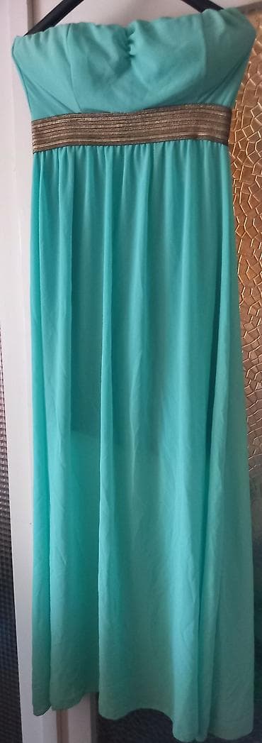 jasmil haljine: Dugačka strapless haljina u tirkiznoj boji - Kroj: maxi dužina — 1