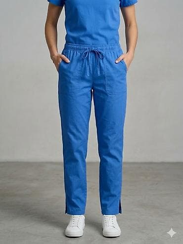 Ženske pantalone – plave - Ravan kroj sa udobnim strukom na lastiš i