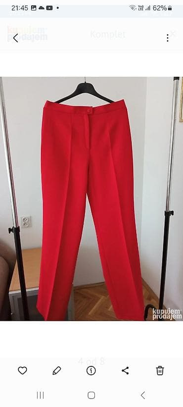 prsluk i pantalone komplet: Ženski komplet – pantalone i bluza/sako kratkih rukava u jarko crvenoj — 2