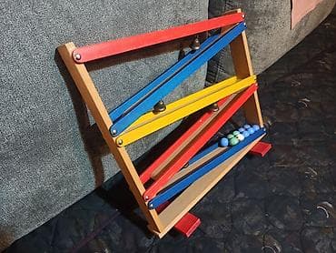 espadrile sa platformom: Drvena igračka KASKADE sa pet staza, četiri zvončića i 10 kuglica — 5