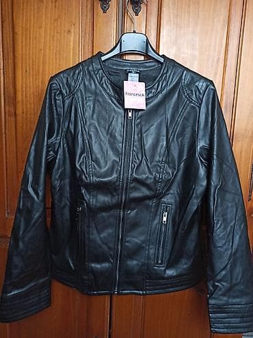 Ženska kožna jakna FrancescA – crna - Model: bez kragne (okrugli