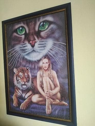Puzzle žena tigar mačka trefl puzle 1500 din sastavljene i uramljene u