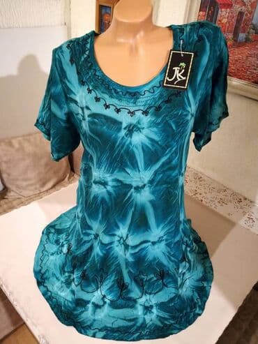 svecane tunike i pantalone: 2XL, Viskoza, Cvetni, Jednobojni, bоја - Zelena — 1