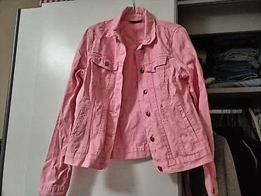 Sweatpants sets: Ženska teksas jakna u roze boji. - Klasičan kroj sa kragnom - — 2