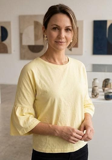 massimo duti: Ženska majica sa širokim rukavima – svetložuta - Kroj: ravan — 1