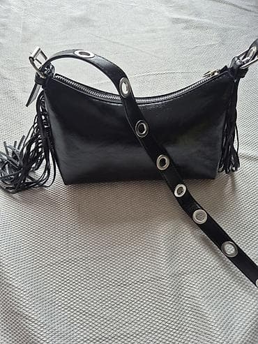 dior saddle torba cena: Crna torbica Stradivarius sa resama - Brend: Stradivarius (etiketa — 3