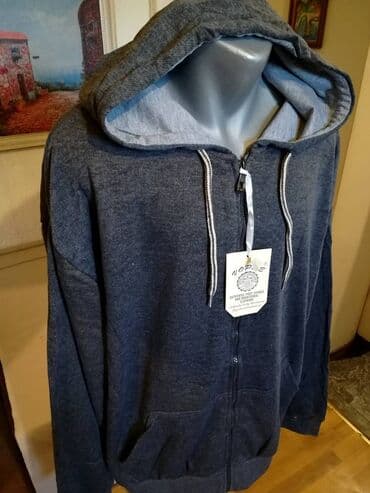 Jackets: Novi veliki pamucni muski duks sa kapuljacom Vopse Sivi 4XL . Turski — 3