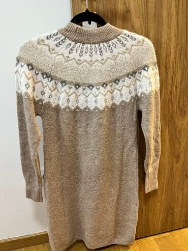 Haljine: Springfield XS, bоја - Bež, Oversize, Dugih rukava — 3