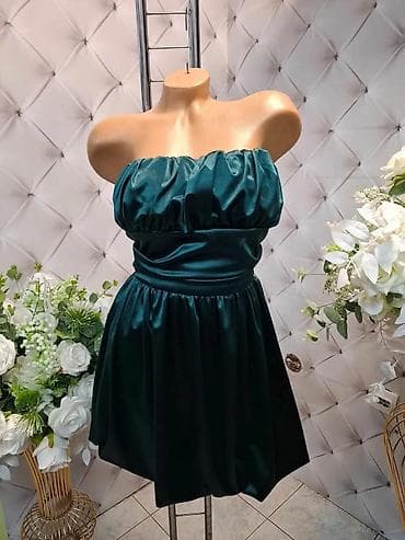 svecane haljine ps: Koktel haljina bez bretela – satenska - Model: kratka koktel haljina — 1