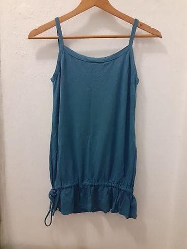 torbica sa biserima: Plava ženska tunika/majica na bretele - Boja: teal/plavo‑zelena - — 2