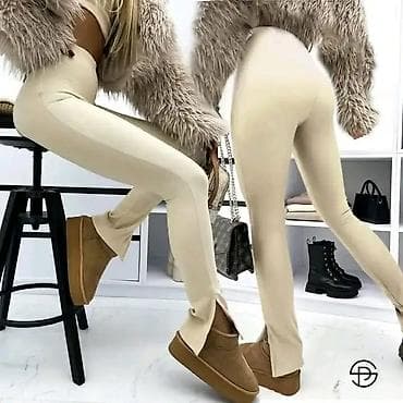 mango parfem 3: Ženske pantalone/helanke sa visokim strukom i prorezom na pregledu — 2