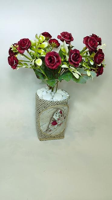 eksimor prekrivaci cena: Dekorativna aranžman vaza sa veštačkim cvećem - Kompozicija burgundi — 7