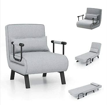 aleksandro namestaj: 🛋️ Fotelja 3u1 – Fotelja • Ležaljka • Krevet (Siva) 🏠 Praktično i — 3