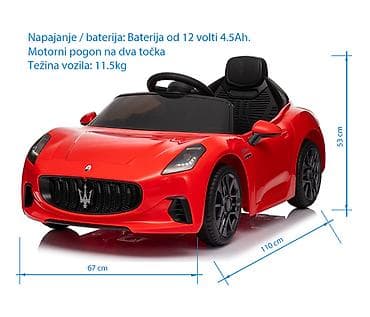 Children's Electric Cars: BBO auto na akumulator Maserati 12V (BBH-050) – crveni Šifra — 3