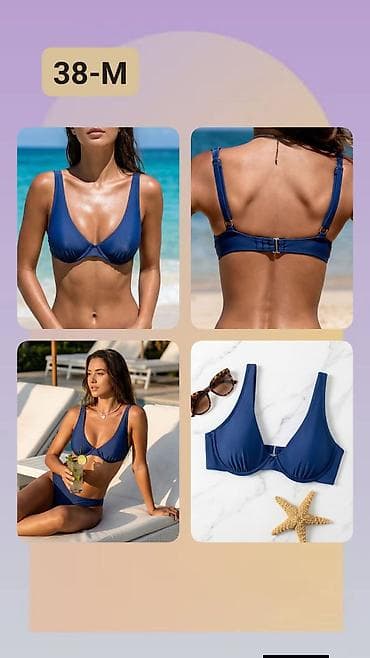 pantalone za plažu: Gornji deo bikinija – veličina 38-M - Boja: tamnoplava - Model sa — 1