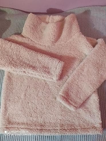 Aksesoari: Čupavi ženski duks prljavo roze boje,veličina xl sa rol- — 1