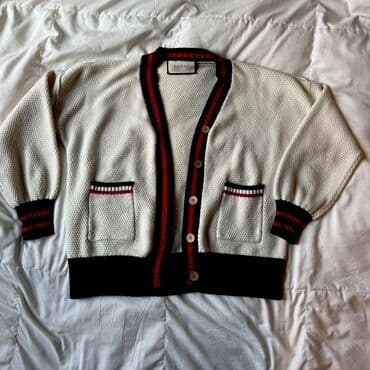 pojasevi u boji: GUCCI kardigan na kopčanje, klasičnog V-izreza. - Boja: krem osnova — 3