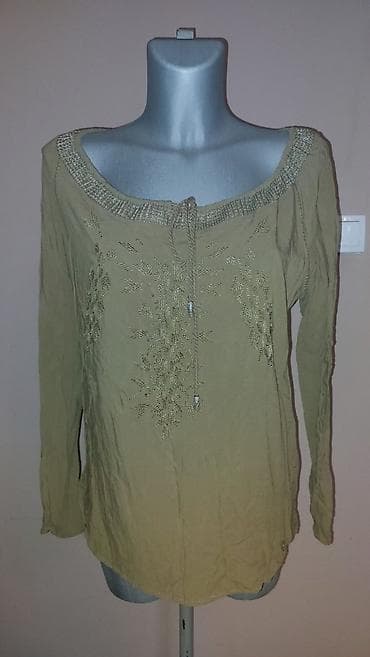 cista ne koke: ESPRIT BLUZA Maslinasto zelena, tanka letnja bluza, sa dugim rukavima — 1