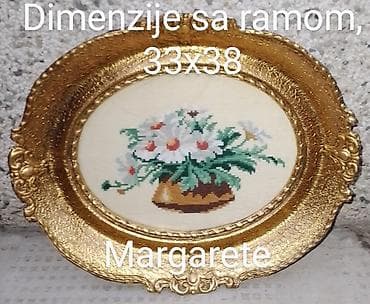 cigara na ulje: Ručni vez u dekorativnim zlatnim ovalnim ramovima – više motiva: - — 2