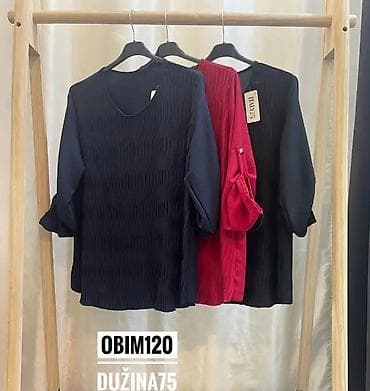 Ženska tunika bluzon – talasasta tekstura - Model sa okruglim izrezom