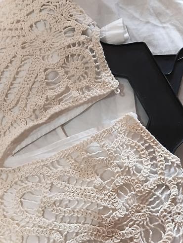 haljine svecane beograd: Bela haljina sa pamučnim čipkanim prslukom - Model: midi haljina — 8