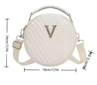 vitapur ćebe duks: Okrugla ženska torba od kože – bež/ivory ton - Materijal: glatka — 3