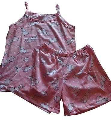 beli tek flis: Ženske pidžama set – top na bretele + šorts - Dvodijelni set za — 3