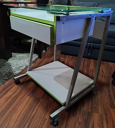polovni kreveti za decu: Kompaktan pomoćni sto/kolica sa fiokom i staklenom radnom pločom - — 3