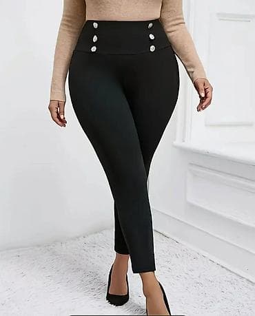 ugg baletanke: Crne ženske pantalone sa visokim strukom – model sa dugmićima - Kroj — 2