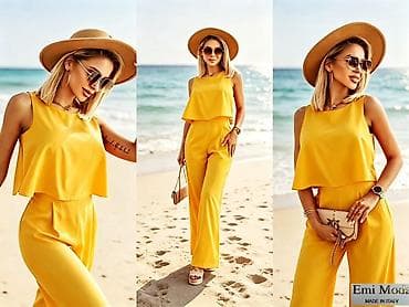 Kompleti: Elegantni ženski komplet – bluzica bez rukava + široke pantalone — 2
