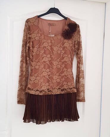 lidl haljine 2024: M (EU 38), color - Brown, Evening, Long sleeves — 1