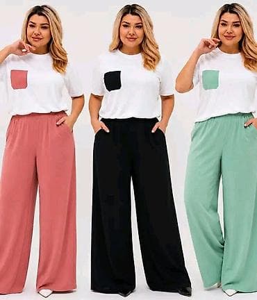 Komplet majica + pantalone širokog kroja. - Majica sa okruglim izrezom