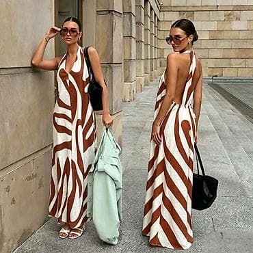 moda haljine: Maxi haljina na vezivanje oko vrata sa otvorenim leđima 2300 din S M — 3