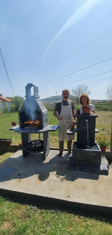 Betonska česma i roštilj komplet 2 O NAMA BLUE STONE - Štampani beton