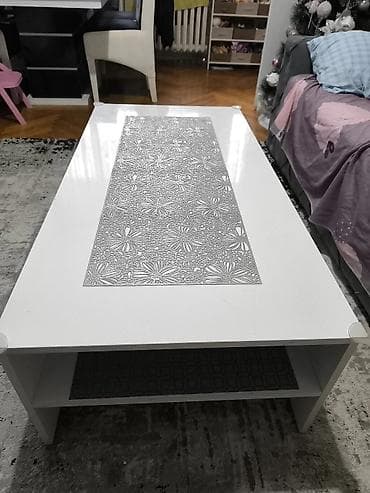 Stolice: Beli klub sto sa policom - Dimenzije: 118 x 60 cm (prikazano na — 4