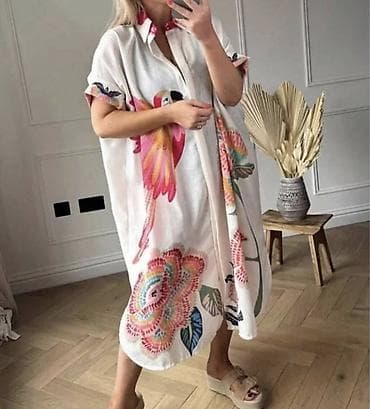 Ženska košulja-haljina duga sa printom ma dugmice. - Model: širok na lalafo.rs Ženska košulja-haljina duga sa printom ma dugmice. - Model: širok