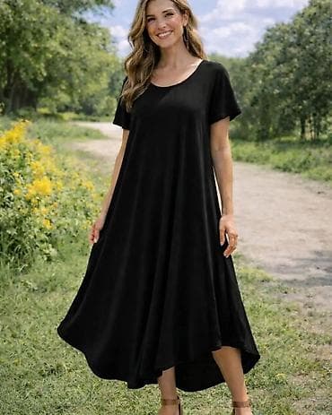 patike plave: Ženska letnja maxi haljina – A‑kroja, asimetričnog poruba ili 2 po — 7